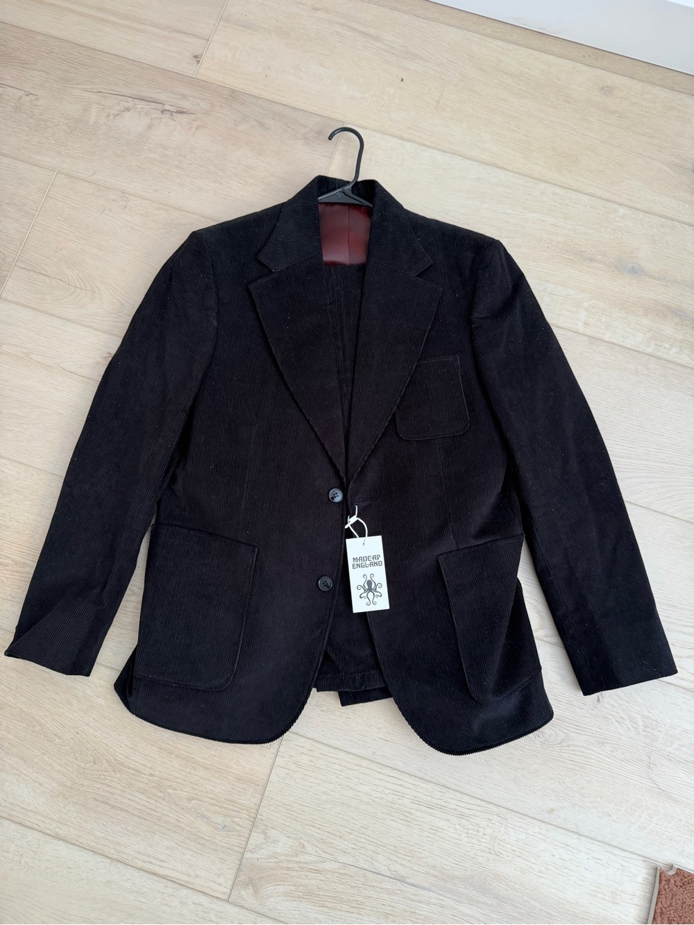 Men's Black Corduroy Two-Button Blazer - Unbranded